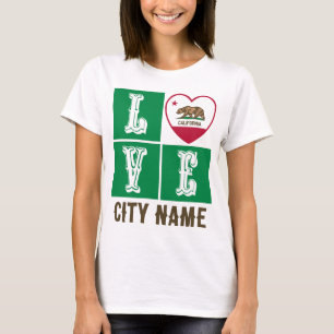 Liefde Californië-vlag Harart je City Custom T-shirt