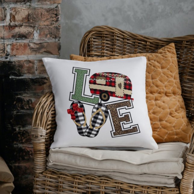 Liefde Camping Modern Kerstmis Teenslippers Buitenkussen (Creator heeft geüpload)