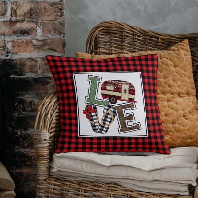 Liefde Camping Modern Kerstmis Teenslippers Buitenkussen (Creator heeft geüpload)