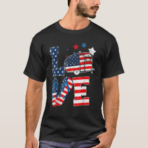 Liefde Camping USA Vlag 4 juli Flip Flop Camper T-shirt