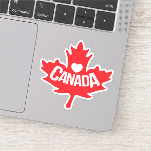 Liefde canada rood esdoornblad hart sticker