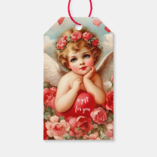 Liefde Cherub Angels met Red Heart Cadeaulabel