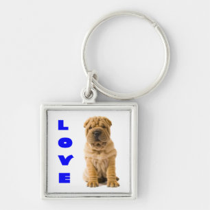 Liefde Chinese Shar Pei Puppies Hond Sleutelhanger