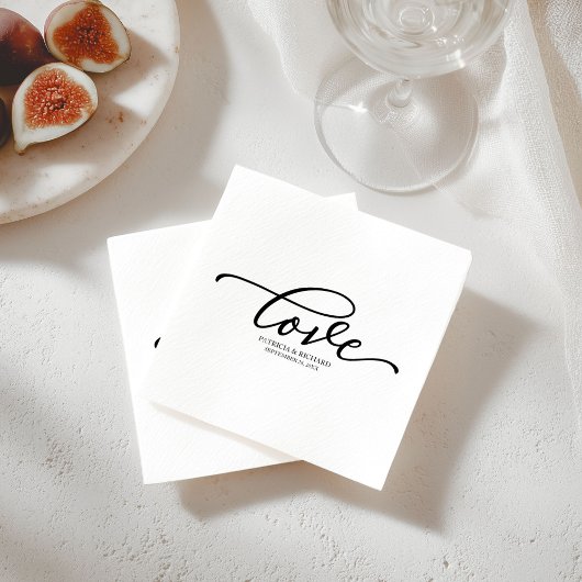 Liefde - Chique zwart script bruiloft minimalist Servet