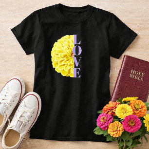 Liefde Christelijke Gele Zinnia Bloem T-shirt