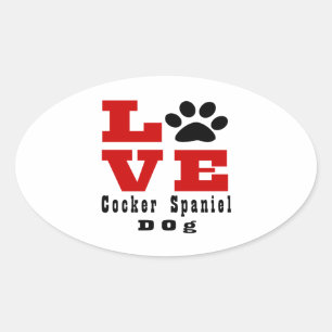 Liefde Cocker Spaniel Hond Designs Ovale Sticker