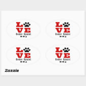 Liefde Cocker Spaniel Hond Designs Ovale Sticker (Vel)