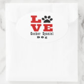 Liefde Cocker Spaniel Hond Designs Ovale Sticker (Tas)