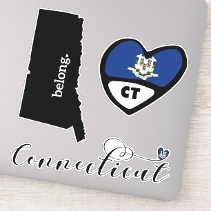 Liefde Connecticut, 3 Design, Die Cut Stickers