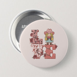 Liefde & Cowgirl Spirit –  Country Style Ronde Button 7,6 Cm