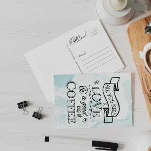 Liefde Cup Koffie Woorden Schattige Vrienden Zegge Briefkaart