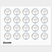 Liefde & Dank #Blauw & Goud #Bruiloft Geschenk Ronde Sticker (Vel)