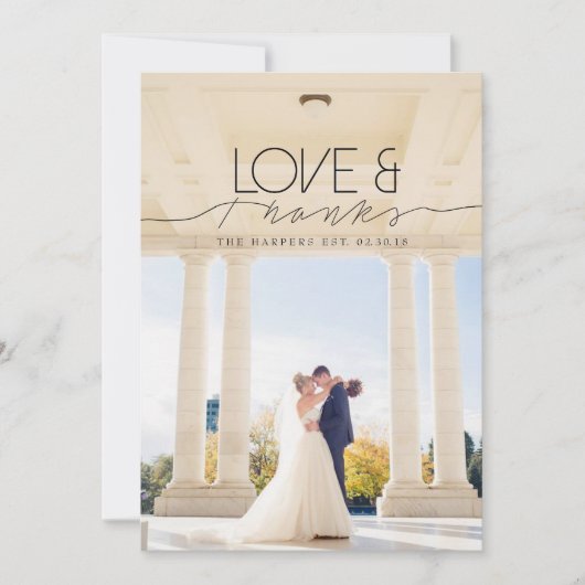 Liefde & Dank | Chic en Formeel Bedank Foto Bedankkaart (Voorkant)