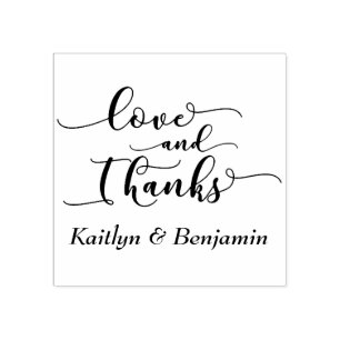 Liefde & Dank Elegant Schrift met Uw Details Rubberstempel