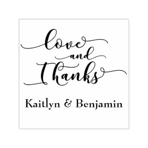 Liefde & Dank Elegant Schrift met Uw Details Zelfinktende Stempel