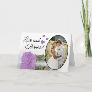 Liefde & Dank Elegante Lila Paarse Rozen Bruiloft Bedankkaart