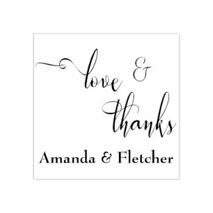Liefde & Dank Elegante Script Typografie met Namen Rubberstempel