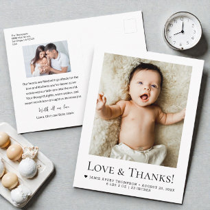 Liefde Dank familie Baby Foto's Geboorteaankondigi Briefkaart