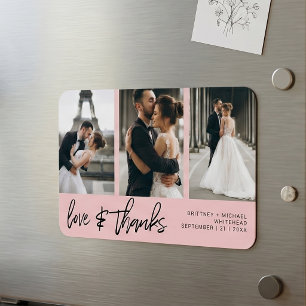 Liefde Dank Foto Collage Handlettering Roze Magneet