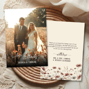 Liefde Dank Foto Overlay Boho Wilde Bloemen Bruilo Bedankkaart