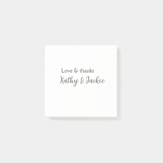 Liefde & dank je bruidspaar naam bruiloft eenvoudi post-it® notes (Voorkant)