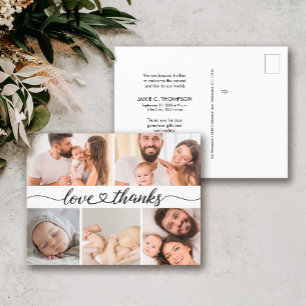 Liefde & Dank Multi Foto Baby Geboorteaankondiging Briefkaart