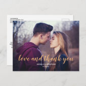 Liefde & dank u -Trouwfoto dank u briefkaart (Voorkant / Achterkant)