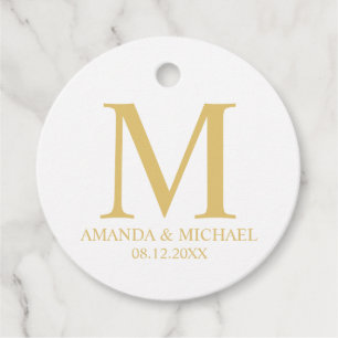 'Liefde & Dank' Witte & Gouden Elegante Trouw Bedankjes Labels