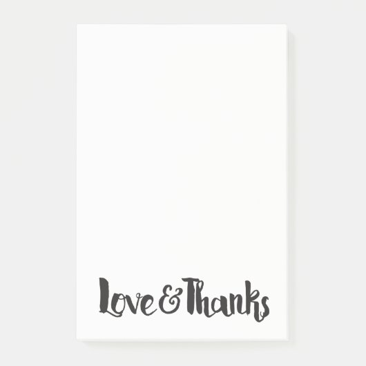 Liefde & Dank Zwarte Moderne Dikke Script Bedankt Post-it® Notes (Voorkant)