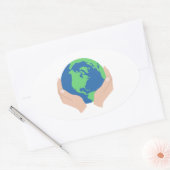 Liefde de planeet ovale sticker (Envelop)