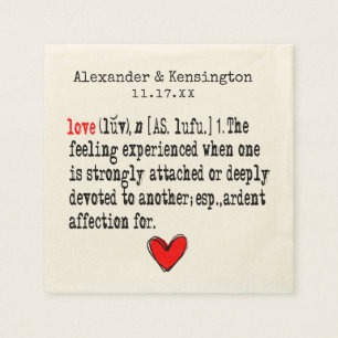 Liefde definitie bruiloft receptie servet