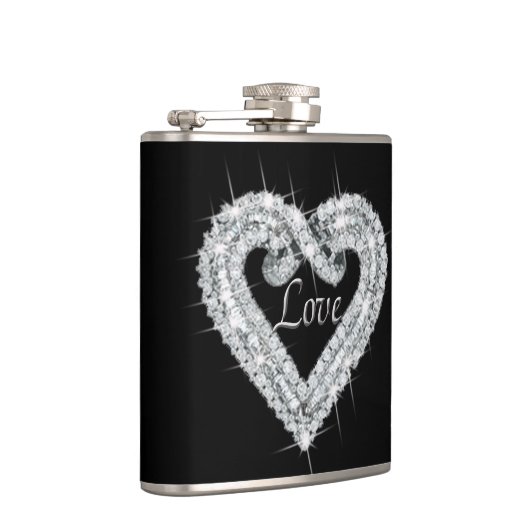 Liefde Diamond Hart Flask Heupfles (Rechts)