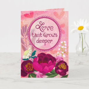 Liefde die dieper groeit Moody bloemengroetkaart Kaart