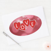 Liefde die Rode Harten van letters voorzien Ovale Sticker (Envelop)