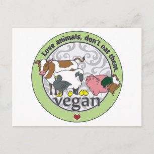 Liefde dieren eten ze niet op Vegan Briefkaart
