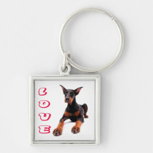 Liefde Dobermann Pinscher Puppy Hond Sleutelhanger