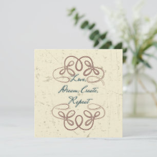 Liefde, Droom, Creëer, Herhaal Folk design Kaart