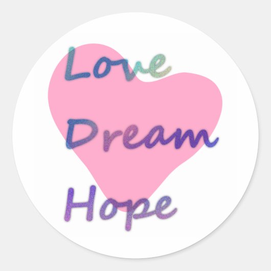Liefde, Droom, Hoop Hart Ronde Sticker (Voorkant)