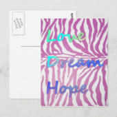 Liefde, Droom, Hoop Zebra Print Briefkaart (Voorkant / Achterkant)