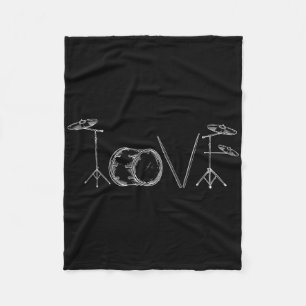Liefde Drums Fijne Valentijnsdag Drummer Muziek Li Fleece Deken
