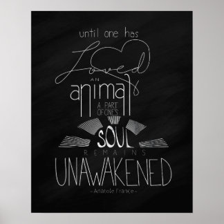Liefde een dierlijk Anatole France Hand Lettered P Poster