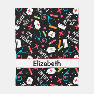 Liefde een zwarte Nurse Art-naam op maat Fleece Deken