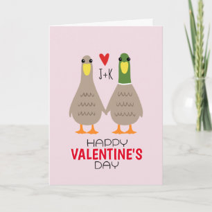 Liefde Eenden Aangepaste Initialen Valentijnsdag K Feestdagen Kaart
