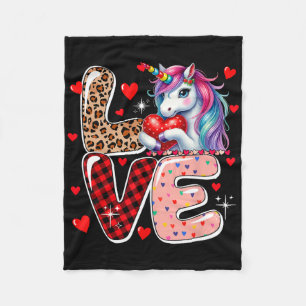 Liefde Eenhoorn Luipaard Cute Hartjes Valentijnsda Fleece Deken
