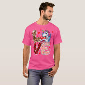Liefde Eenhoorn Luipaard Schattigee Harten Valenti T-shirt (Voorkant volledig)
