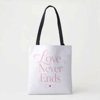 Liefde Eindigt Nooit Rose Goud Typografie Draagtas
