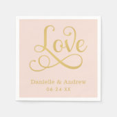Liefde Elegant Blush Goud Kalligrafie Bruiloft Servetten (Voorkant)