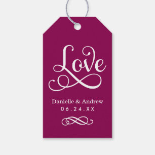 Liefde Elegant Bourgondië Calligrafie Monogram Ges Cadeaulabel
