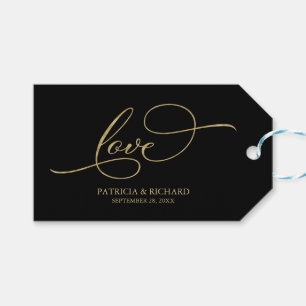 Liefde - Elegant Goudfolie Zwart Bruiloft Favor La Cadeaulabel