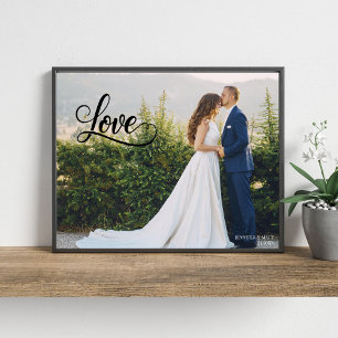 Liefde Elegant Script Bruidsfotowandkunst Foto Afdruk